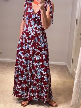 Zara Basic floral red/blue/ white summer dress women XS